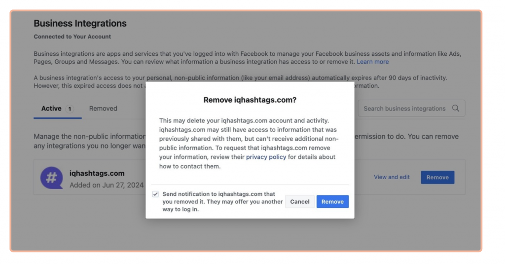 How to Integrate and Re-authenticate Your Instagram Account with IQ Hashtags Through Facebook 26 Screenshot 2024 07 08 at 15.26.50